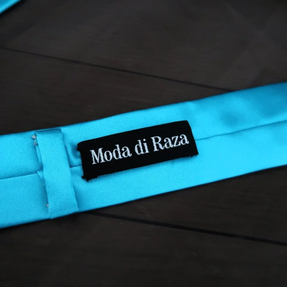Moda Di Raza Mens Neck Tie Formal Dress Hand Made Stand Out Bright Blue